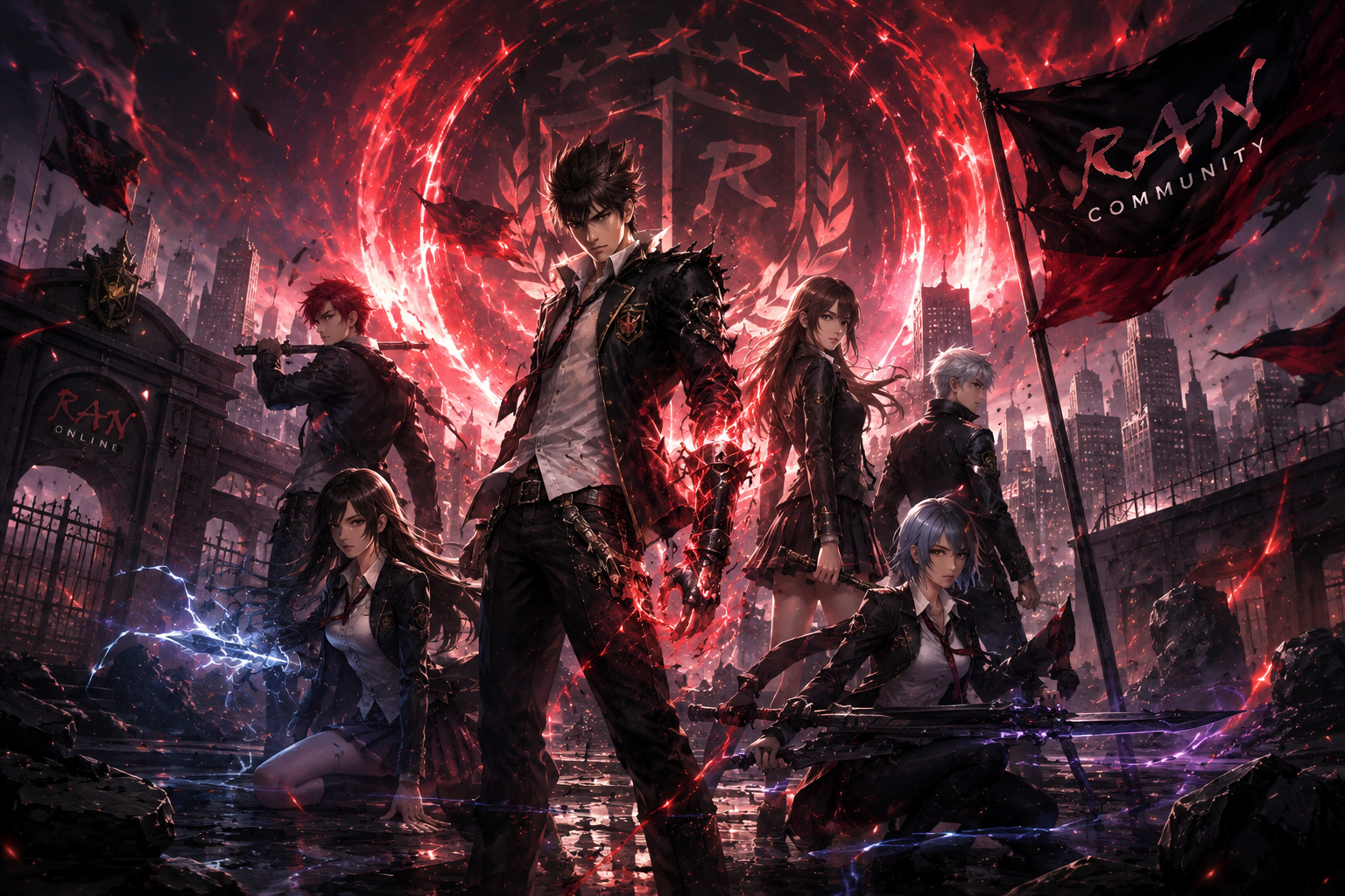 Upcoming Build 73 banner: Ran Community heroes standing before a red energy portal and city ruins under a RAN flag